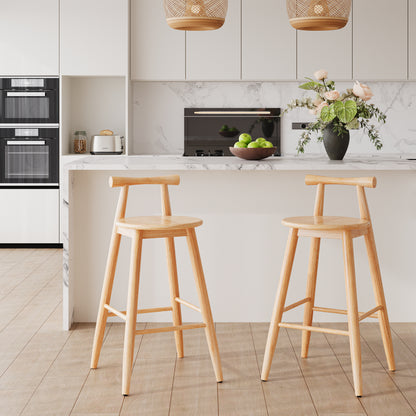 Finnian Indoor Rubberwood Barstool, Natural Finished, Set of 2