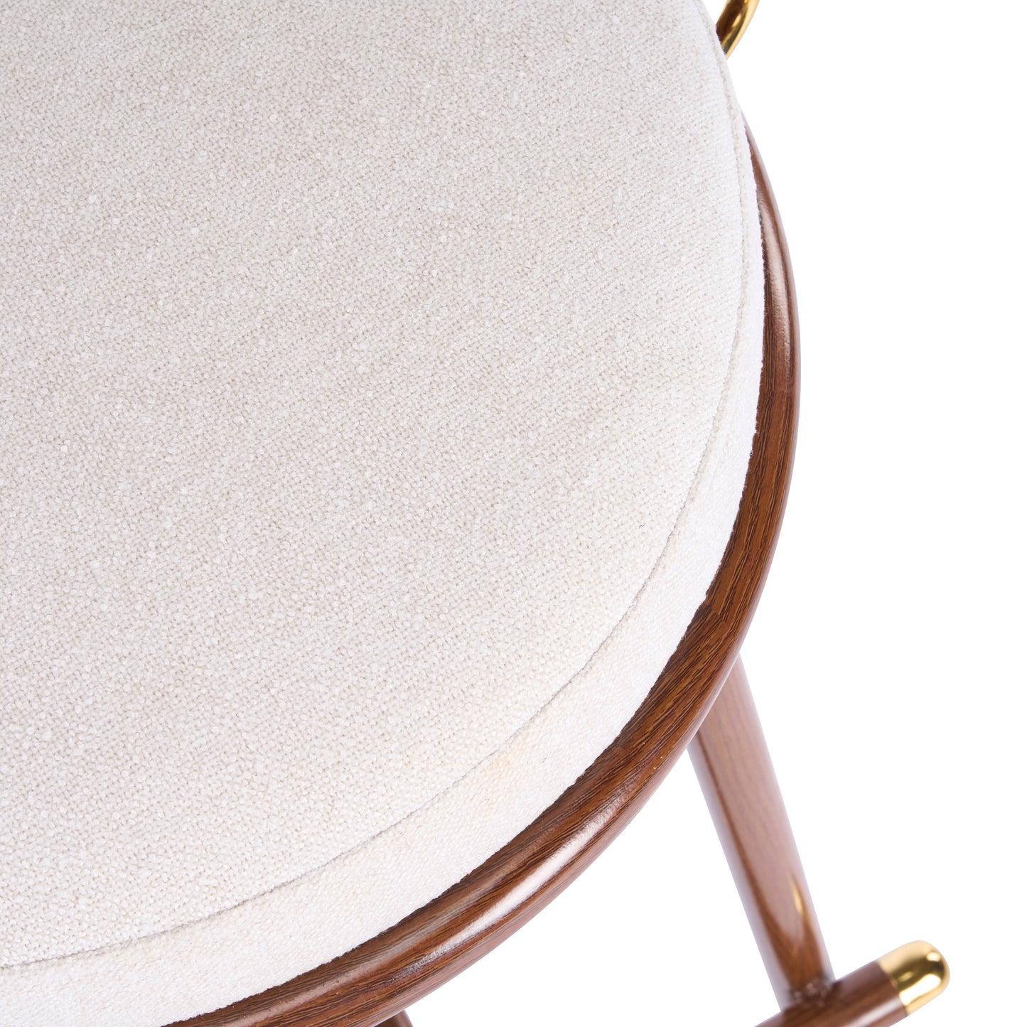 Chaya Indoor Upholstered Bar Stool with Metal Frame, Walnut Finished and Beige Upholstery, Set of 2