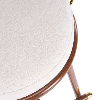 Chaya Indoor Upholstered Bar Stool with Metal Frame, Walnut Finished and Beige Upholstery, Set of 2