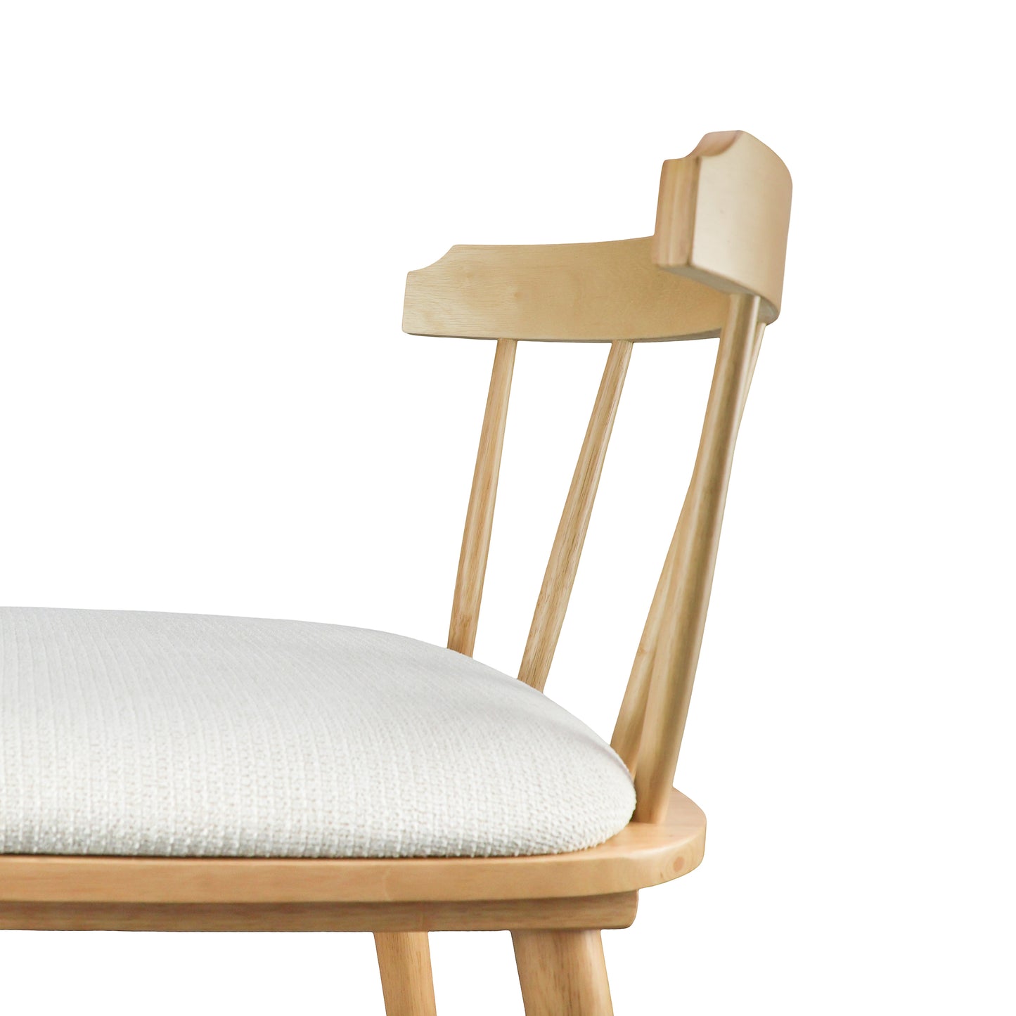 Hester Wood Counter Stools – Timeless Spindle Design with Beige Upholstered Seats, Set of 2