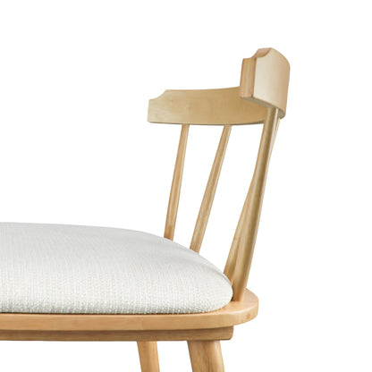 Hester Wood Counter Stools – Timeless Spindle Design with Beige Upholstered Seats, Set of 2