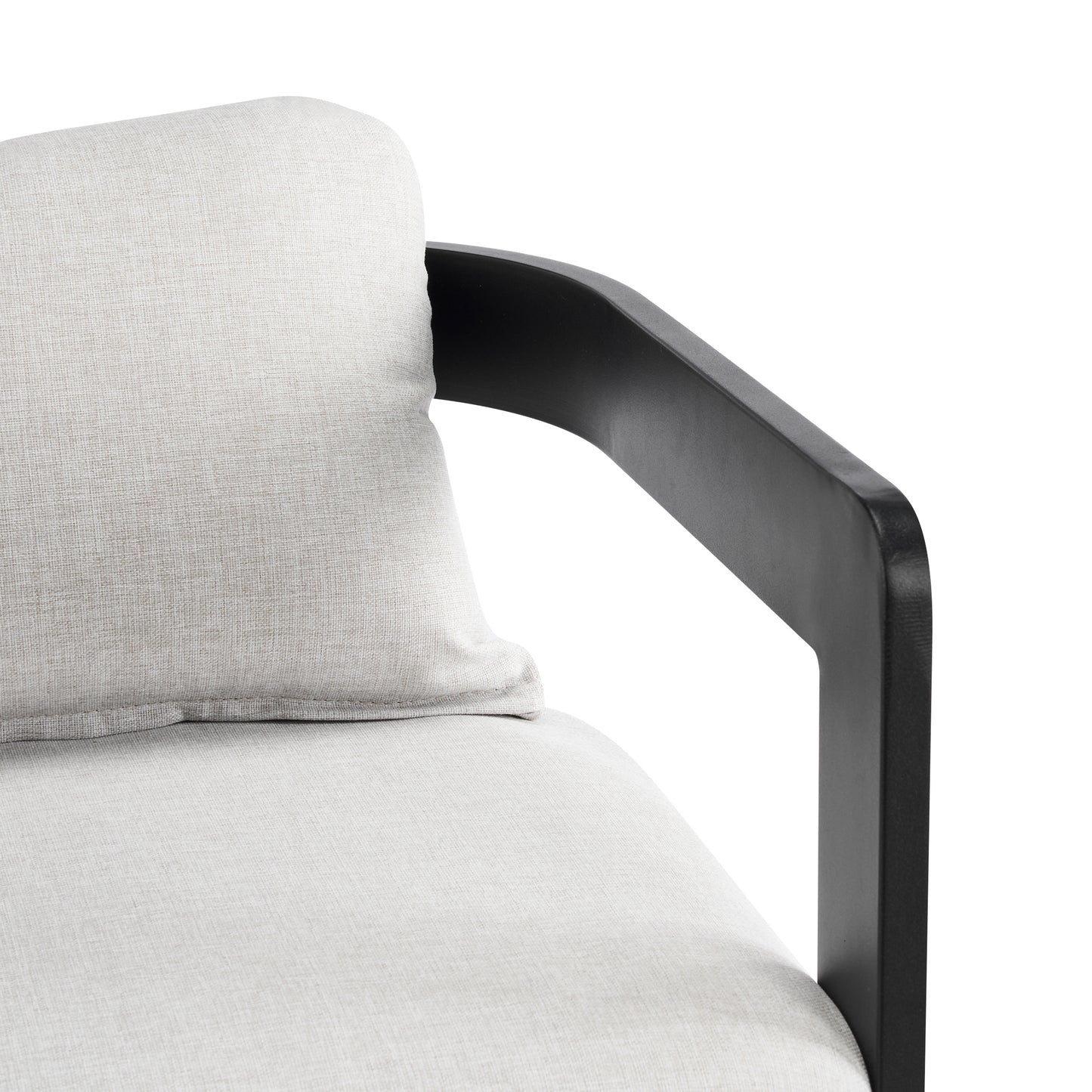 Amice Black Aluminum Outdoor Counter Stools – Sleek Modern Frame with Weather-Resistant Grey Cushions for Stylish Patio Bar Seating, Set of 2