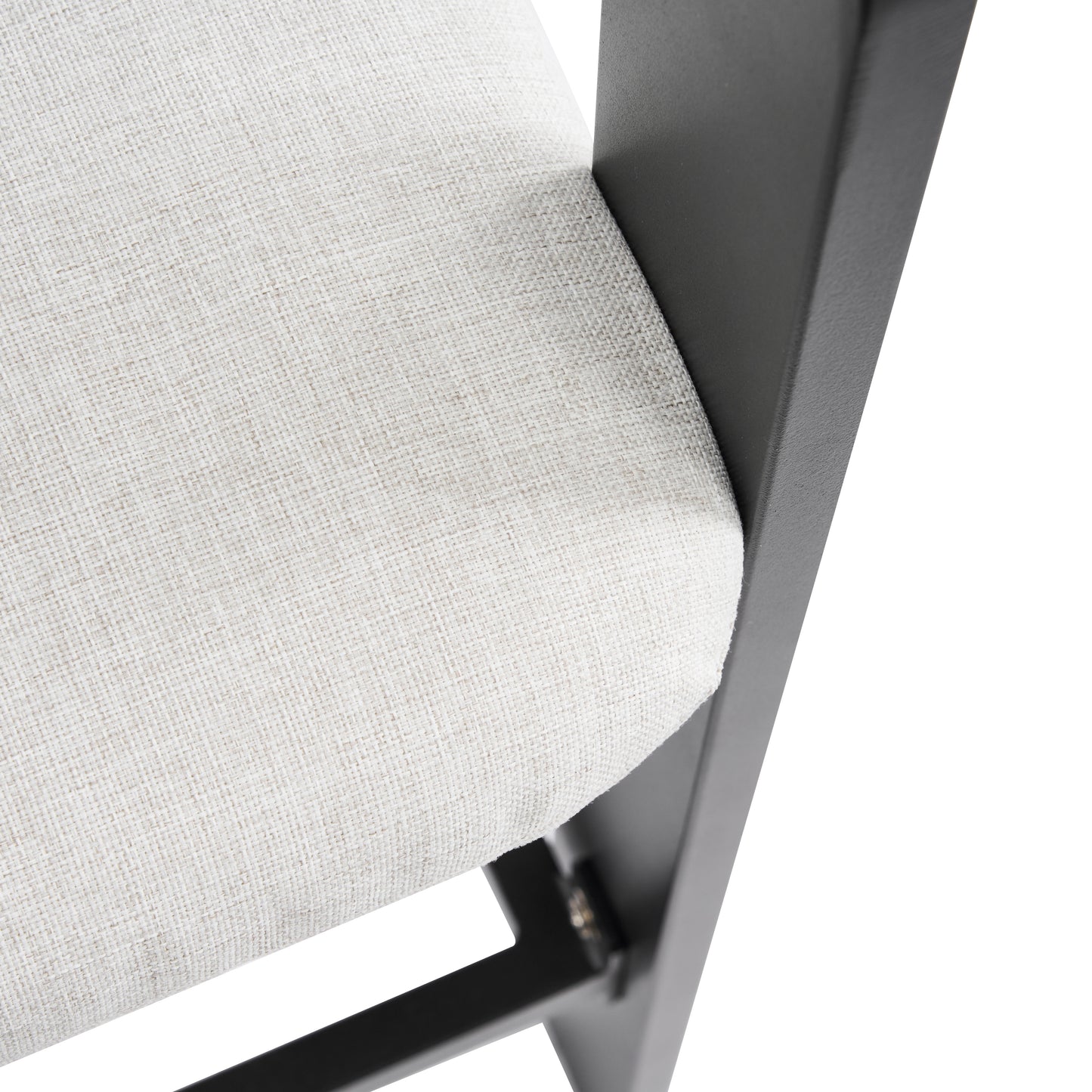 Amice Black Aluminum Outdoor Counter Stools – Sleek Modern Frame with Weather-Resistant Grey Cushions for Stylish Patio Bar Seating, Set of 2