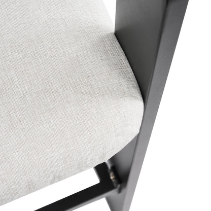 Amice Black Aluminum Outdoor Counter Stools – Sleek Modern Frame with Weather-Resistant Grey Cushions for Stylish Patio Bar Seating, Set of 2