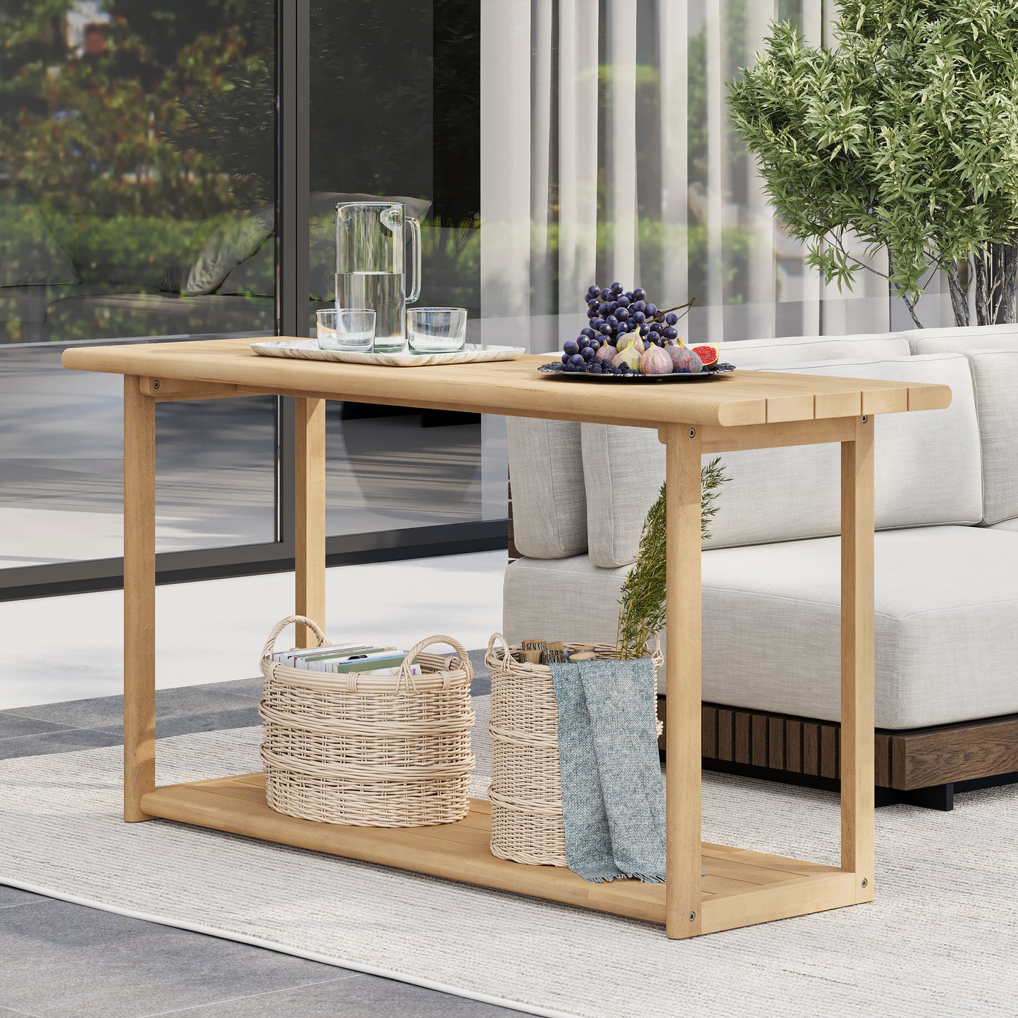 Araminta Wood side Rectangular Outdoor Buffet & Console Table