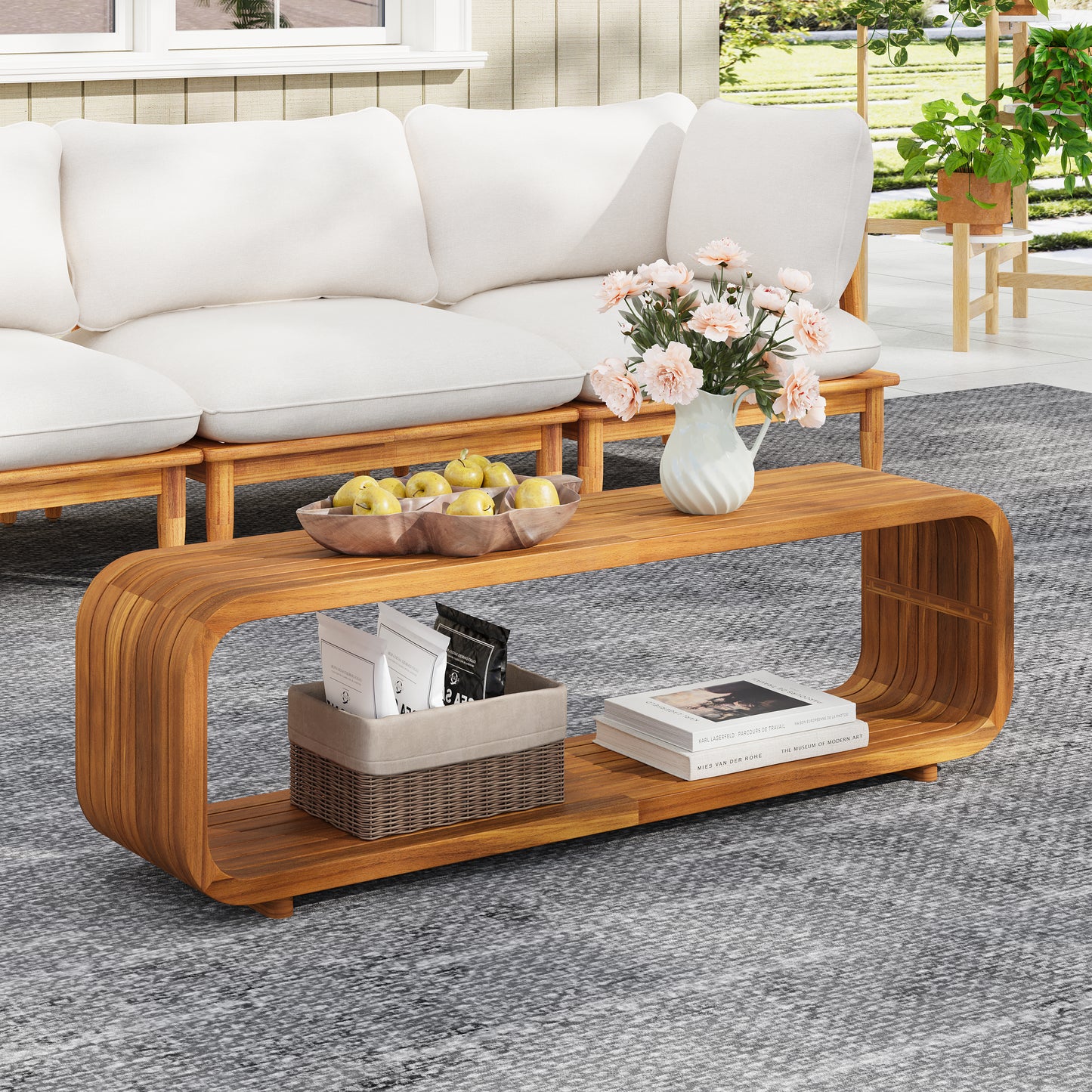 Ottilie Solid Acacia Wood Coffee Table – Timeless Elegance with Natural Warm Grain, Handcrafted for Serene Modern Living Spaces