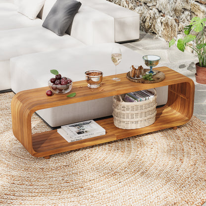 Ottilie Solid Acacia Wood Coffee Table – Timeless Elegance with Natural Warm Grain, Handcrafted for Serene Modern Living Spaces