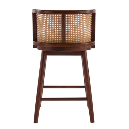 Blanchefleur Upholstered Indoor Counter Stools – Rich Timeless Wood Frame with Soft Beige Seats for Sophisticated Kitchen Elegance, Set of 2