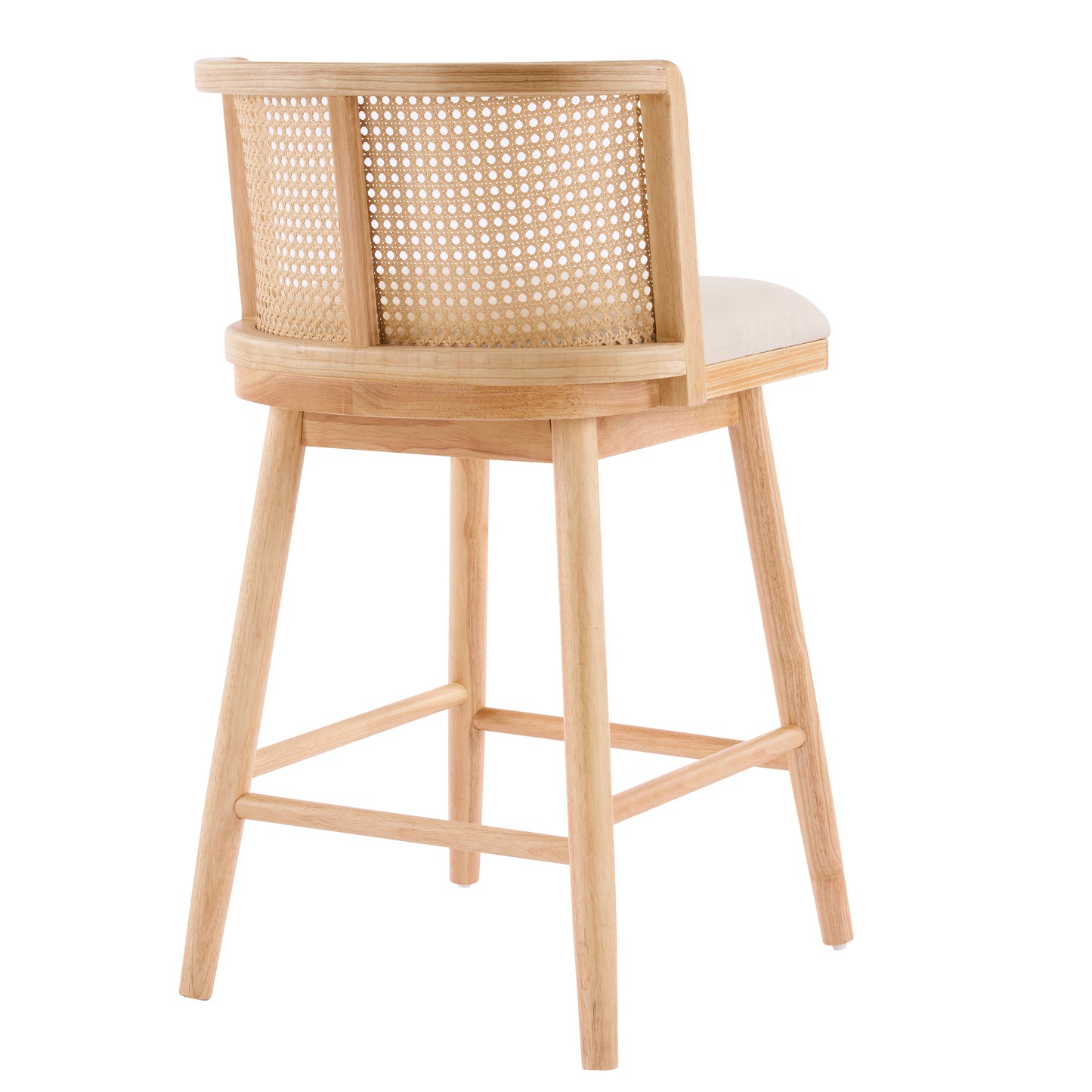 Blanchefleur Upholstered Indoor Counter Stools – Rich Timeless Wood Frame with Soft Beige Seats for Sophisticated Kitchen Elegance, Set of 2