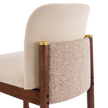 Araminta Upholstered Indoor Counter Stools – Luxurious Timeless Frame with Soft Beige Seats for Refined Kitchen Bar Elegance, Set of 2