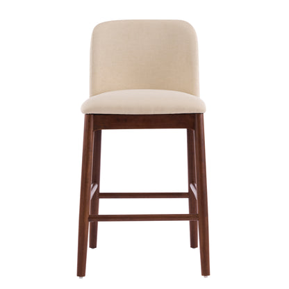 Araminta Upholstered Indoor Counter Stools – Luxurious Timeless Frame with Soft Beige Seats for Refined Kitchen Bar Elegance, Set of 2