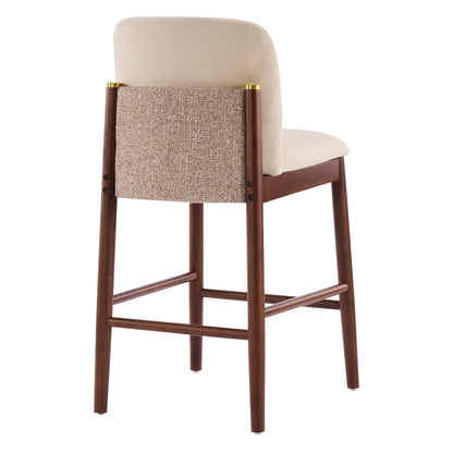 Araminta Upholstered Indoor Counter Stools – Luxurious Timeless Frame with Soft Beige Seats for Refined Kitchen Bar Elegance, Set of 2