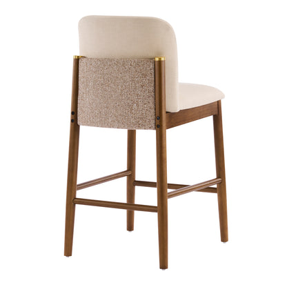 Araminta Upholstered Indoor Counter Stools – Luxurious Timeless Frame with Soft Beige Seats for Refined Kitchen Bar Elegance, Set of 2