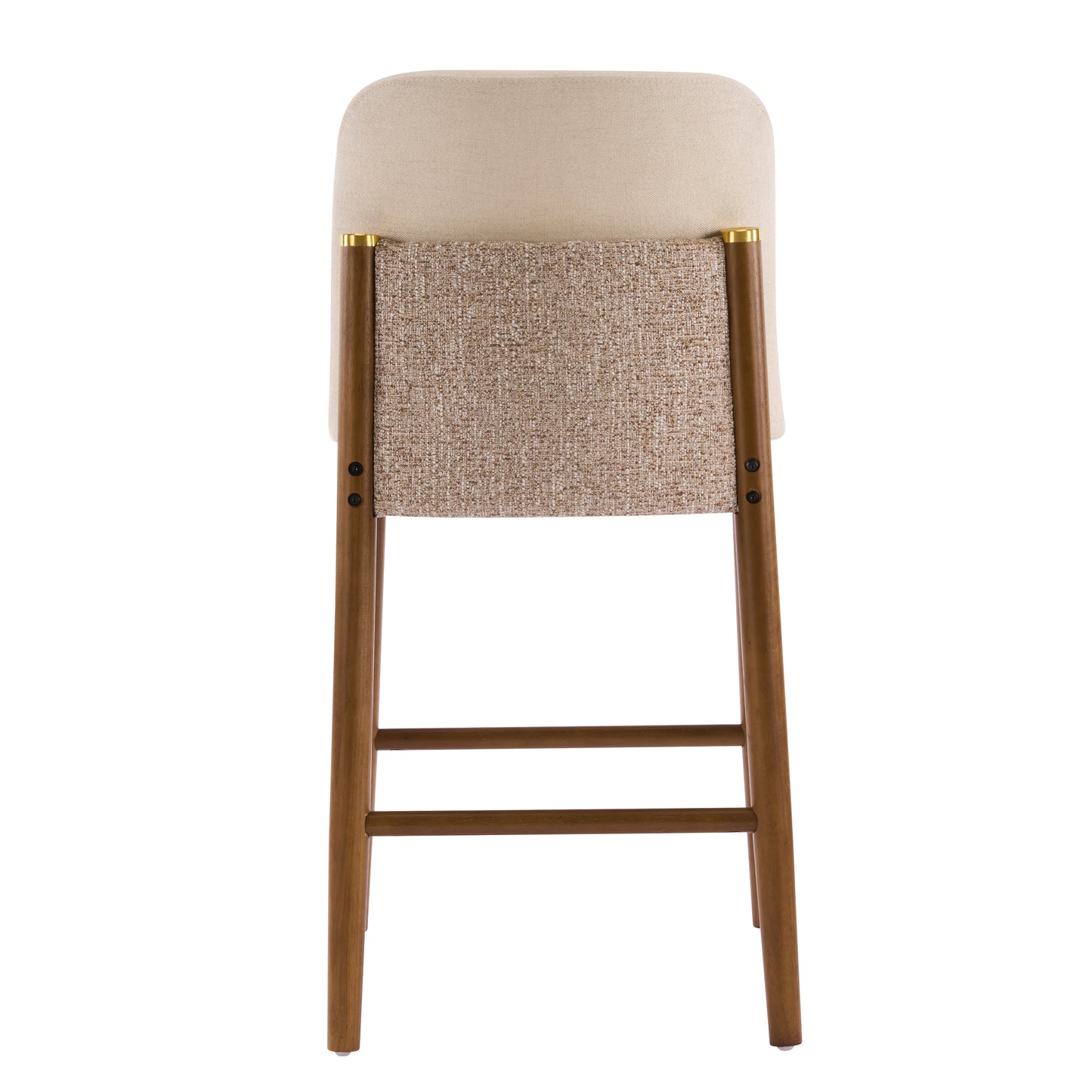 Araminta Upholstered Indoor Counter Stools – Luxurious Timeless Frame with Soft Beige Seats for Refined Kitchen Bar Elegance, Set of 2