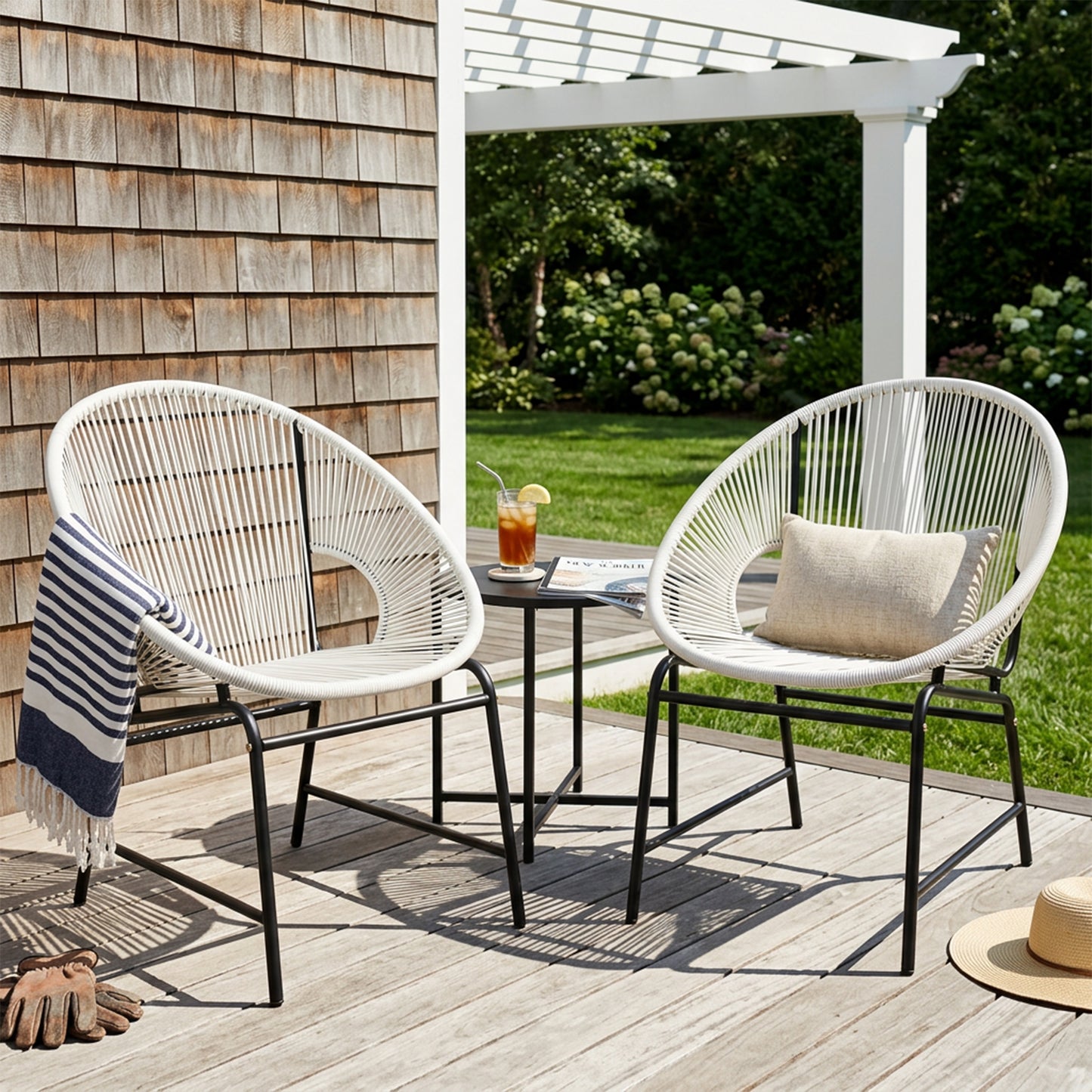 Modesty Outdoor Modern Faux Rattan Club Chair (Set of 2)