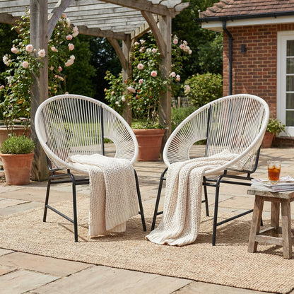Modesty Outdoor Modern Faux Rattan Club Chair (Set of 2)