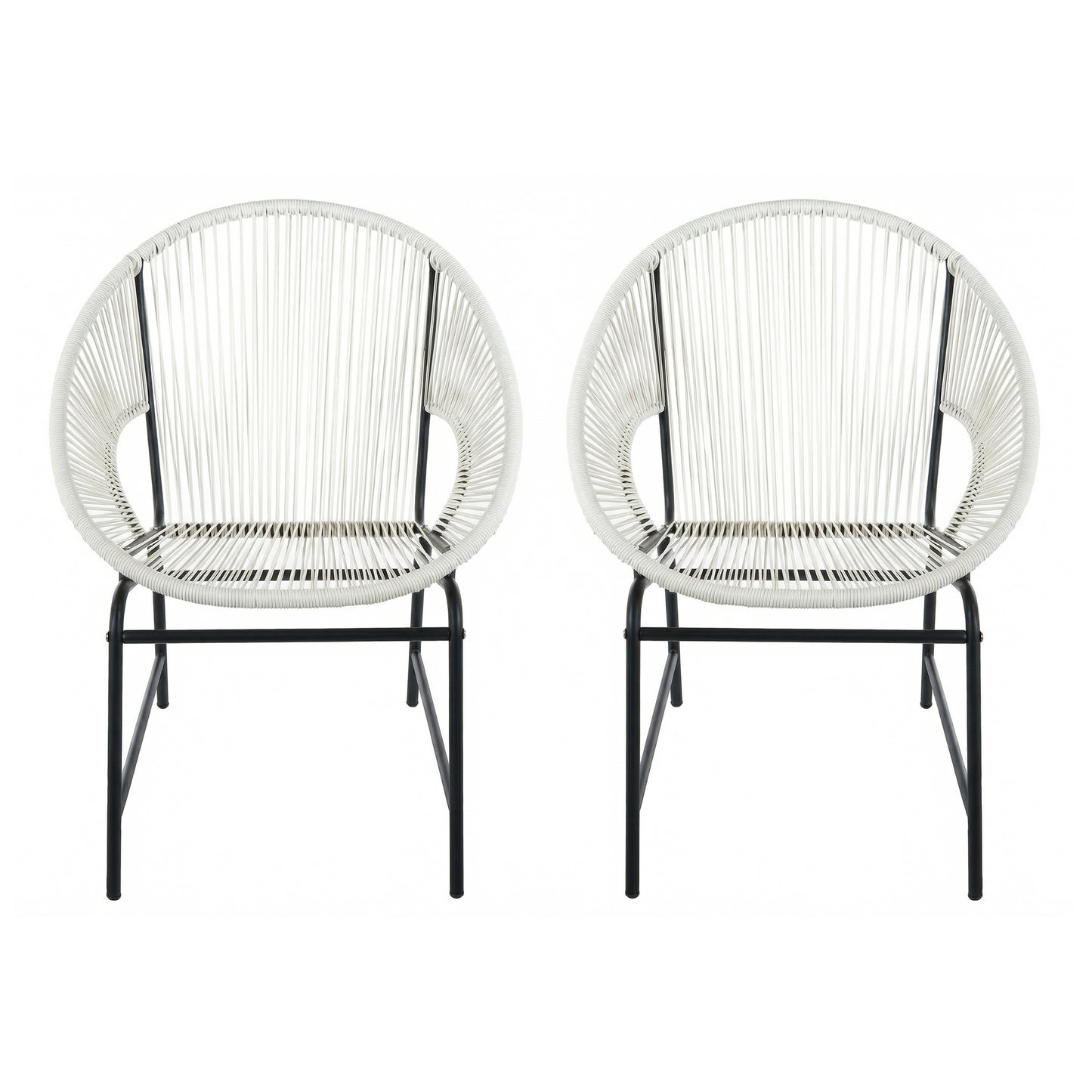 Modesty Outdoor Modern Faux Rattan Club Chair (Set of 2)