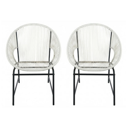 Modesty Outdoor Modern Faux Rattan Club Chair (Set of 2)