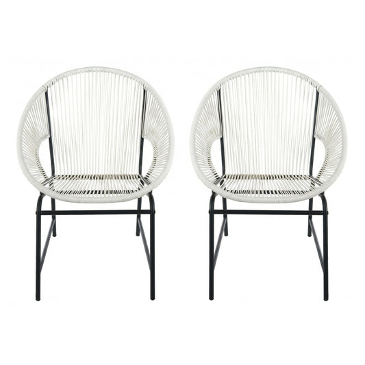 Modesty Outdoor Modern Faux Rattan Club Chair (Set of 2)