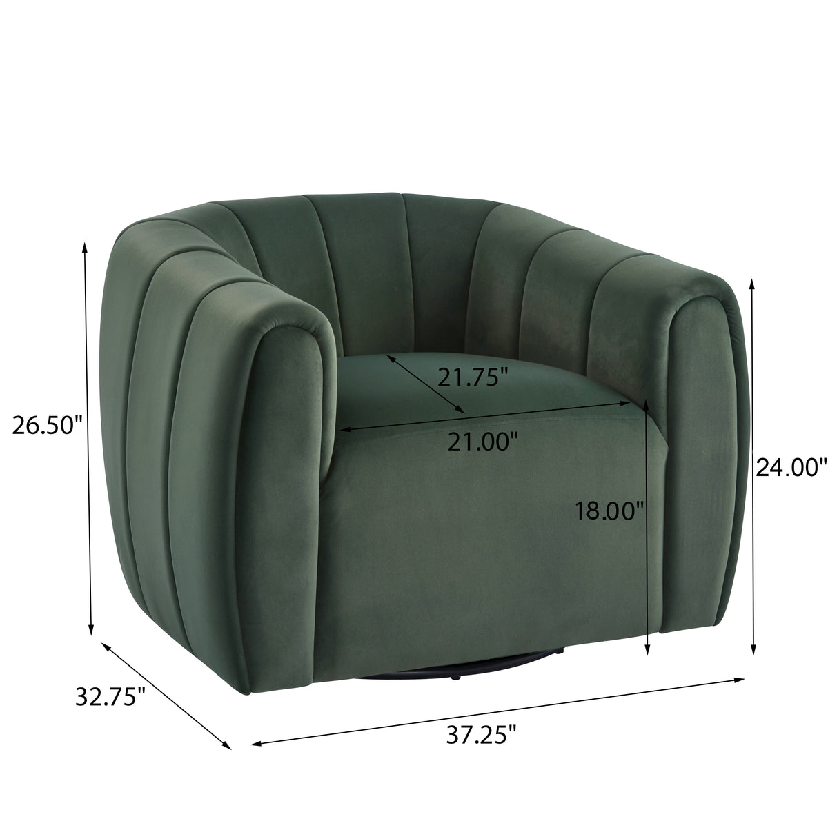 Lithe Monroe Velvet Swivel Club Chair,Armchair with 360-Degree Rotation,Upholstered Barrel Swivel Sofa Chair for Living Room/Bedroom,Tufted Back,Thick Cushion, Iron Base, Olive Green