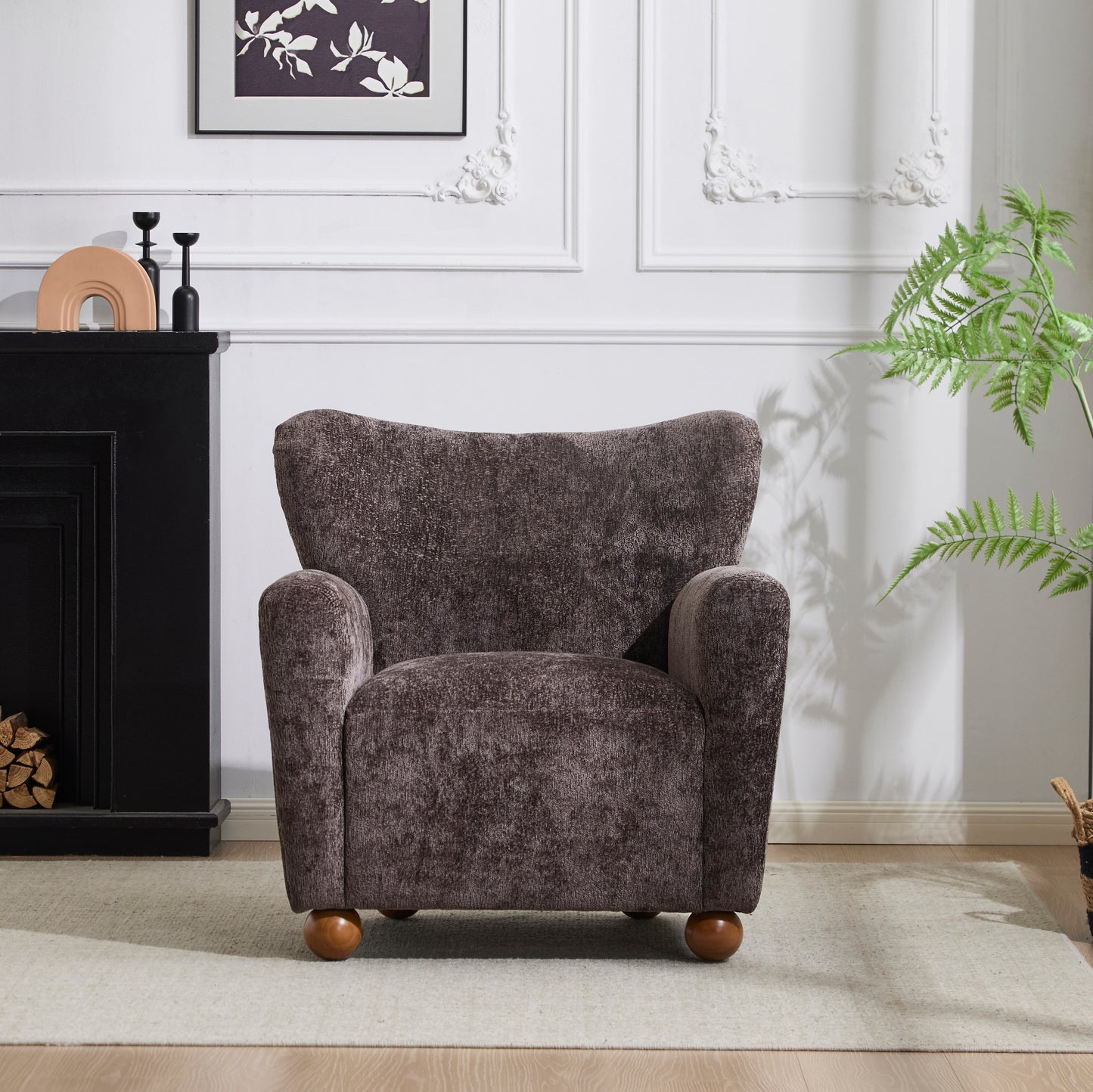 Isorylis Premium Fabric Cozy Wingback Solid Armchair