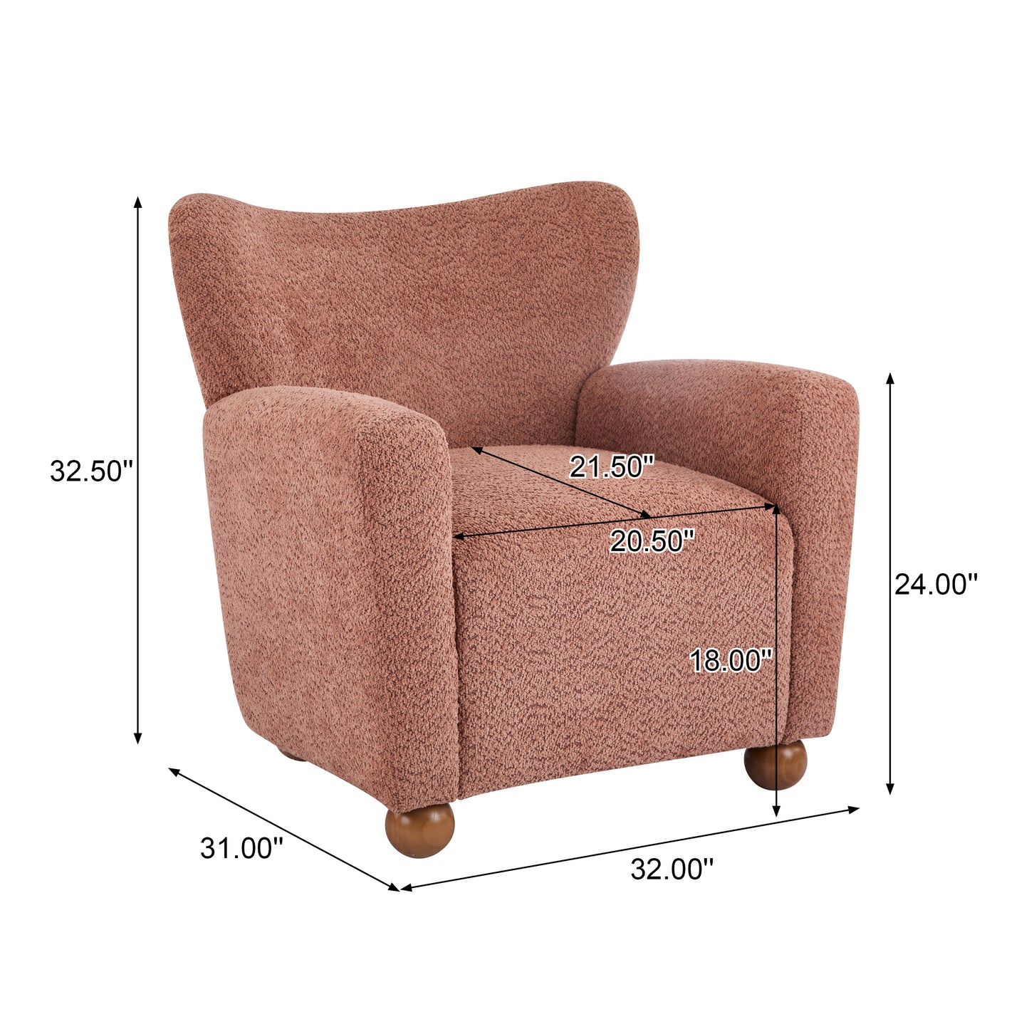 Isorylis Premium Fabric Cozy Wingback Solid Armchair