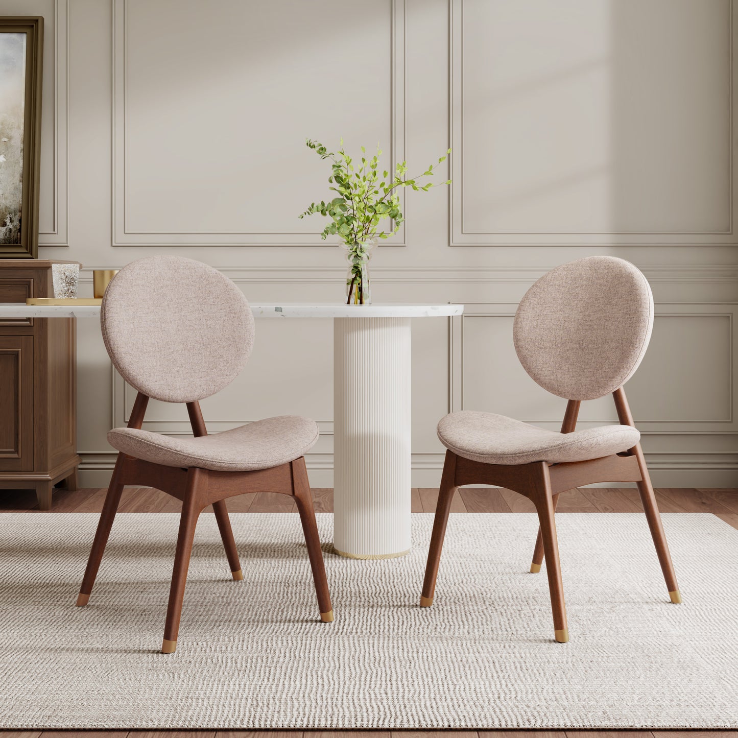 Nomi Upholstered Dining Chair with Curved Back Support and Solid Wood Frame