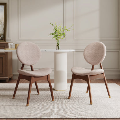 Nomi Upholstered Dining Chair with Curved Back Support and Solid Wood Frame