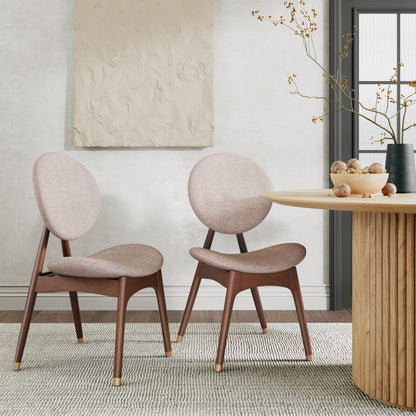 Nomi Upholstered Dining Chair with Curved Back Support and Solid Wood Frame