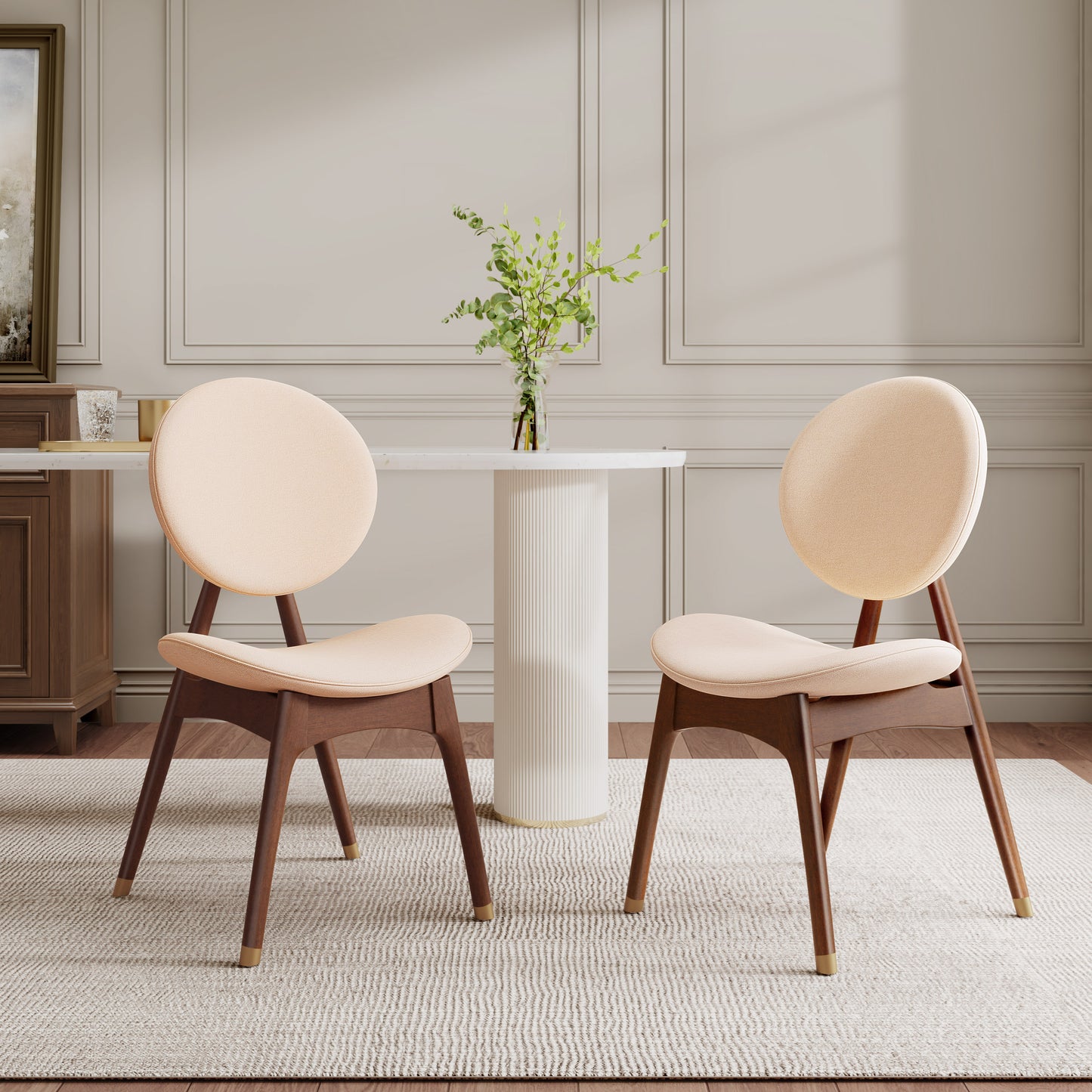 Nomi Upholstered Dining Chair with Curved Back Support and Solid Wood Frame