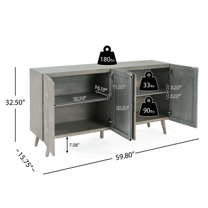Meliora Modern Fluted Sideboard with Adjustable Shelves