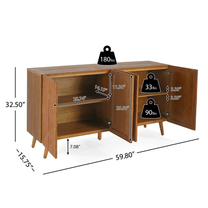 Meliora Modern Fluted Sideboard with Adjustable Shelves