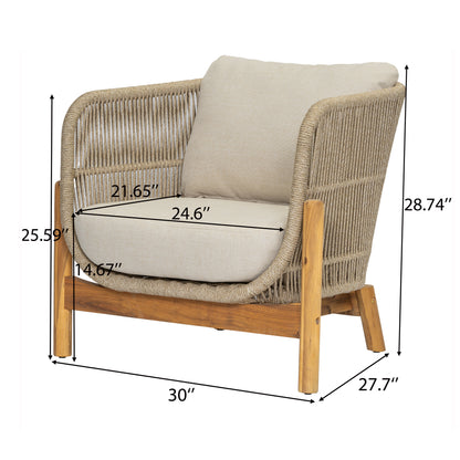 Outdoor 3 Pieces Chat Set 2 Patio Club Chairs  and 1 End Table  With Water-resistant cushions