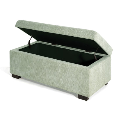 Hopehorizon Rectangle Chenile Solid Wood Storage Ottoman Chenille