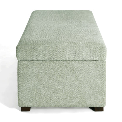 Hopehorizon Rectangle Chenile Solid Wood Storage Ottoman Chenille