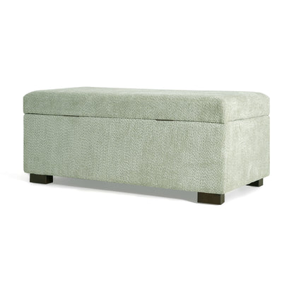 Hopehorizon Rectangle Chenile Solid Wood Storage Ottoman Chenille