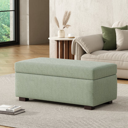 Hopehorizon Rectangle Chenile Solid Wood Storage Ottoman Chenille