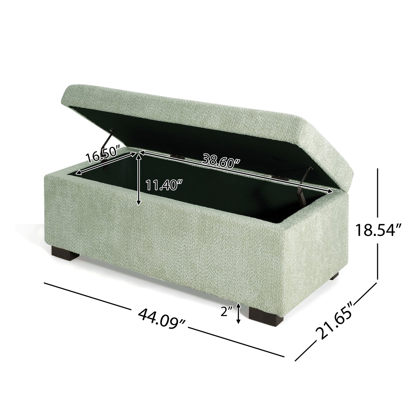 Hopehorizon Rectangle Chenile Solid Wood Storage Ottoman Chenille