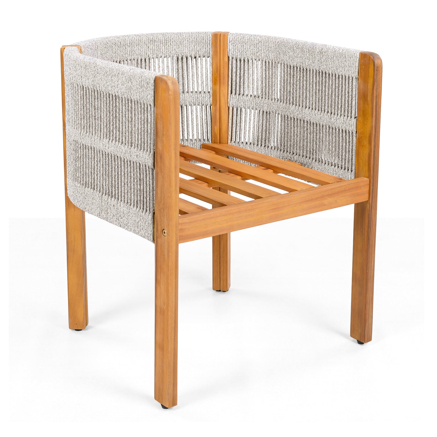 Godric Acacia Wood Outdoor Dining Chairs 2-Pack with Mix White Rope Handles, Washable Waterproof Beige Cushions, 400 lbs Capacity