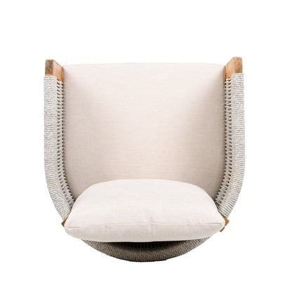 Godric Acacia Wood Outdoor Dining Chairs 2-Pack with Mix White Rope Handles, Washable Waterproof Beige Cushions, 400 lbs Capacity