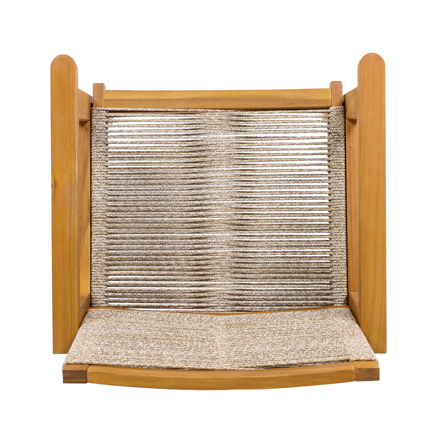 Aelfric Outdoor Dining Chairs Set of 2, Teak Finish Wood Frame and Mix Brown Rope, Natural Courtyard Style, 400lbs Capacity