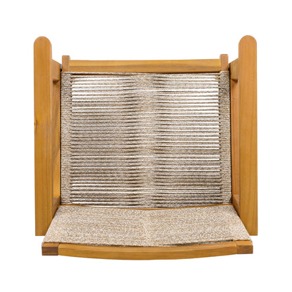 Aelfric Outdoor Dining Chairs Set of 2, Teak Finish Wood Frame and Mix Brown Rope, Natural Courtyard Style, 400lbs Capacity