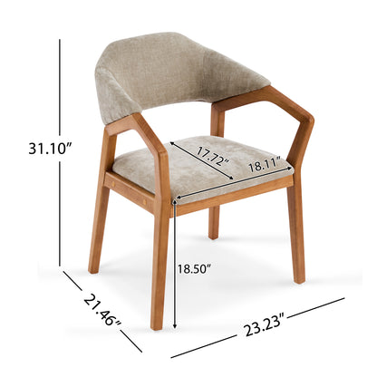 Arden Indoor Dining Chair Set of 2, Chenille Upholstered Armchairs with Bent Wood Frame, 300lbs Capacity, Ergonomic Curved Backrest