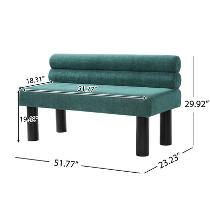 Thorne Upholstered Dining Bench with Backrest, Fabric Entryway Ottoman, Rubber Wood Legs, 300lbs Capacity