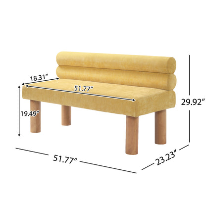 Thorne Upholstered Dining Bench with Backrest, Fabric Entryway Ottoman, Rubber Wood Legs, 300lbs Capacity