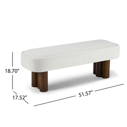 Elowen Indoor Fabric Dining Bench with Walnut Rubberwood Legs, 51.57" Upholstered Seating for Kitchen, Dining Room & Living Space, 250lbs Capacity