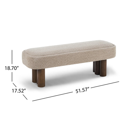 Elowen Indoor Fabric Dining Bench with Walnut Rubberwood Legs, 51.57" Upholstered Seating for Kitchen, Dining Room & Living Space, 250lbs Capacity