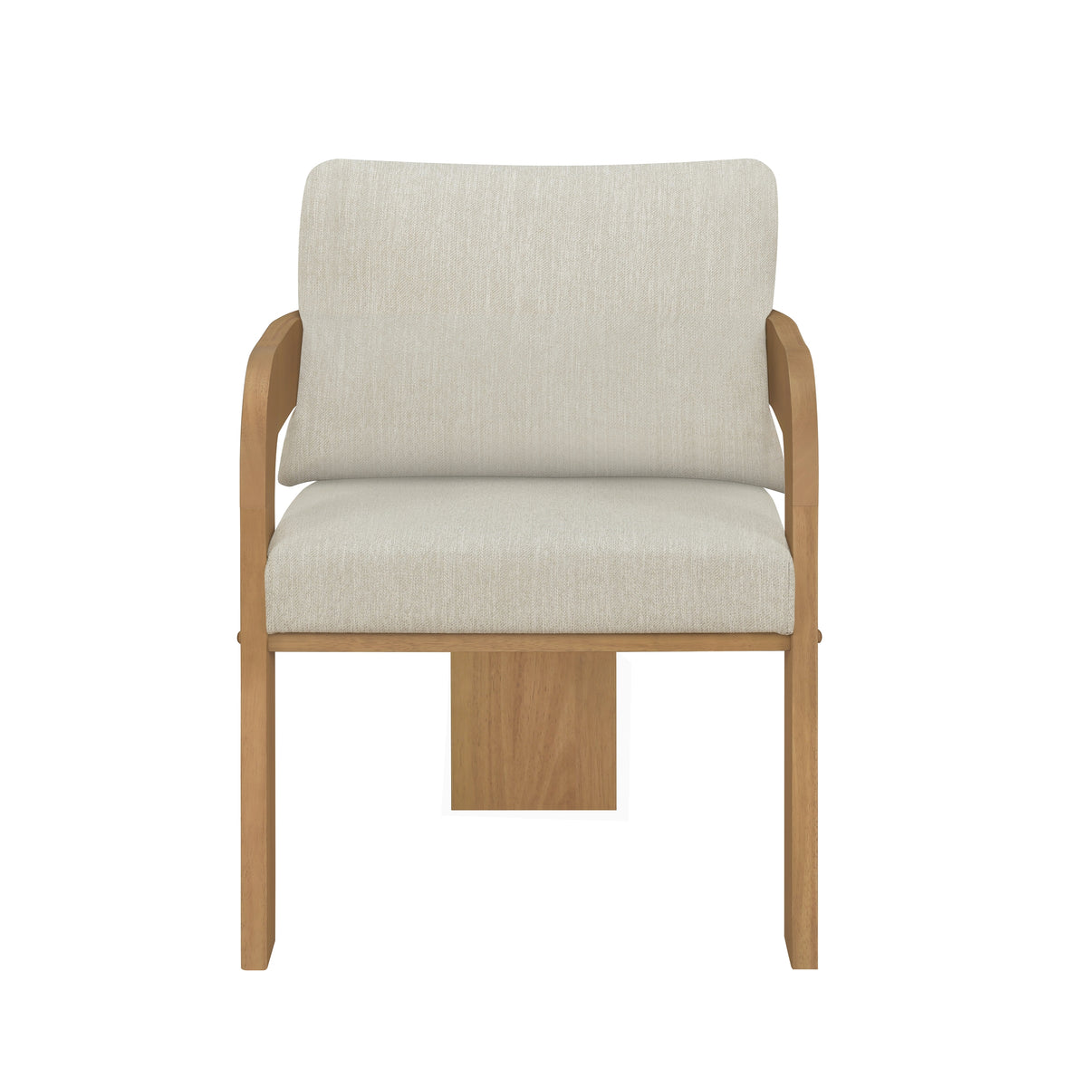 Evocative Yorick Modern Dining Chair Set of 2 with Cushion, Solid Wood Dining Room Armchair Set, Curved Backrest Kitchen Side Chair, Living Room Comfy Extra Seat, Natural+Beige
