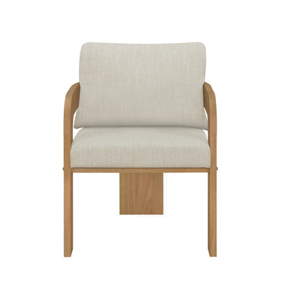 Evocative Yorick Modern Dining Chair Set of 2 with Cushion, Solid Wood Dining Room Armchair Set, Curved Backrest Kitchen Side Chair, Living Room Comfy Extra Seat, Natural+Beige