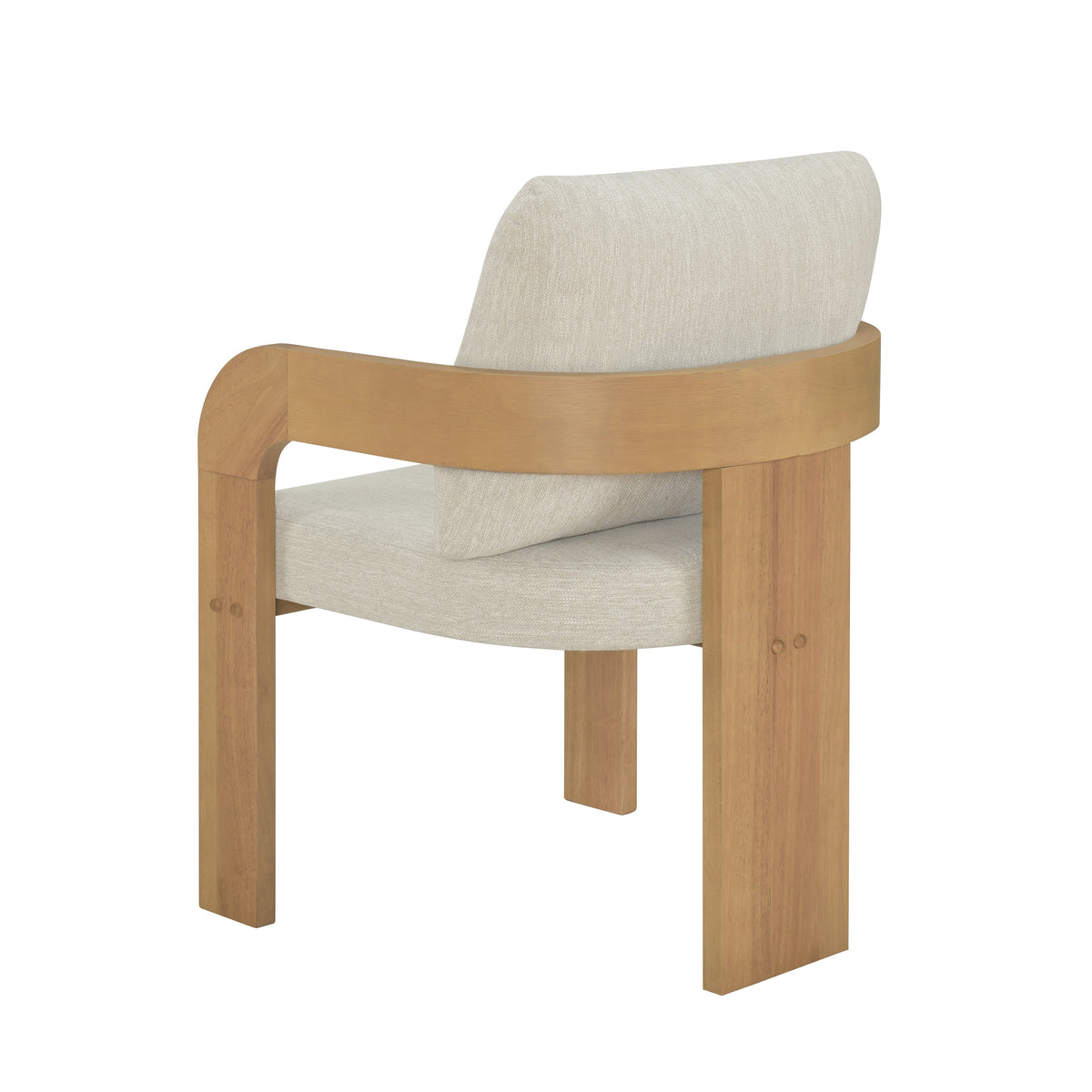 Evocative Yorick Modern Dining Chair Set of 2 with Cushion, Solid Wood Dining Room Armchair Set, Curved Backrest Kitchen Side Chair, Living Room Comfy Extra Seat, Natural+Beige